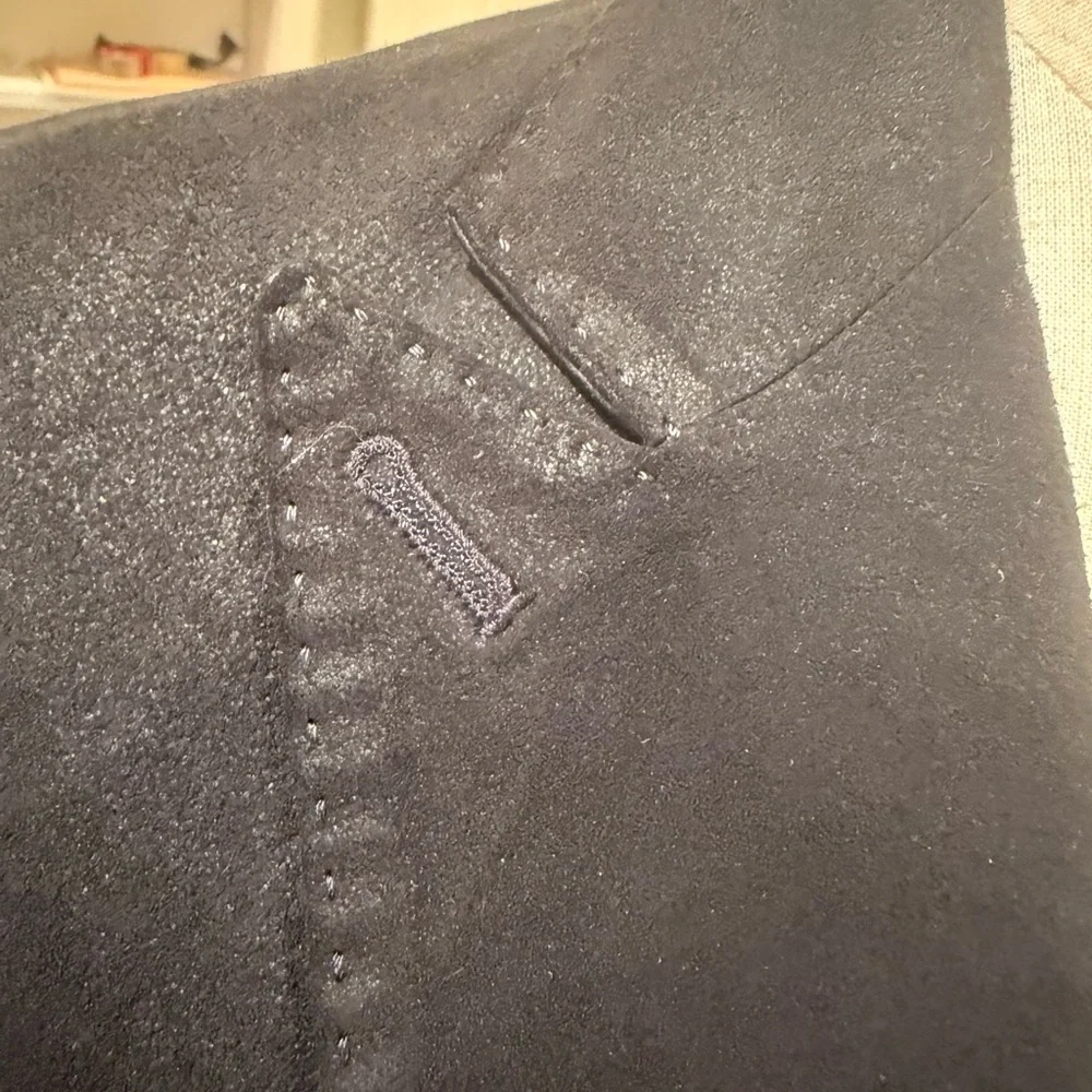 John Varvatos EUC Men's Size Eu 48 US 38 Black Double-Breasted Sheepskin Blazer - Picture 6 of 16